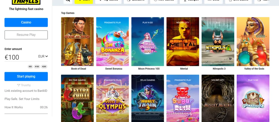 Selaa Thrills Casinon pelejä